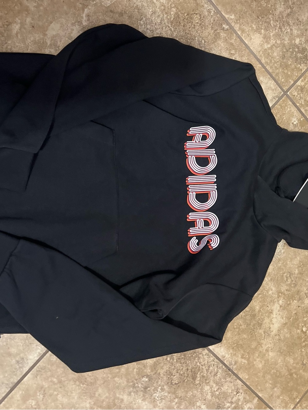 adidas Men’s Black Crewneck Sweatshirt with Red-Outlined Logo